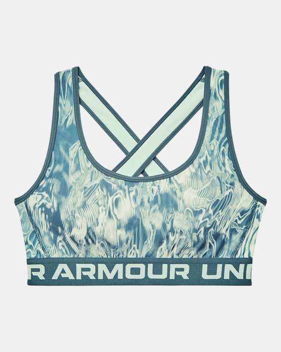 Women's Armour® Mid Crossback Mid Printed Sports Bra, Blue, pdpMainDesktop image number 8